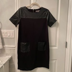 Loft faux leather and ponte dress